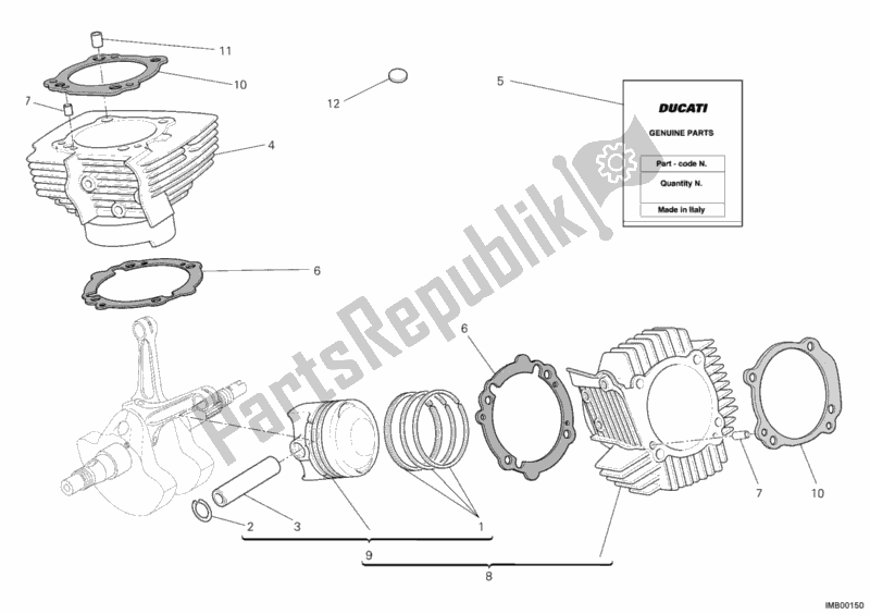 All parts for the Cylinder - Piston of the Ducati Multistrada 1100 USA 2009